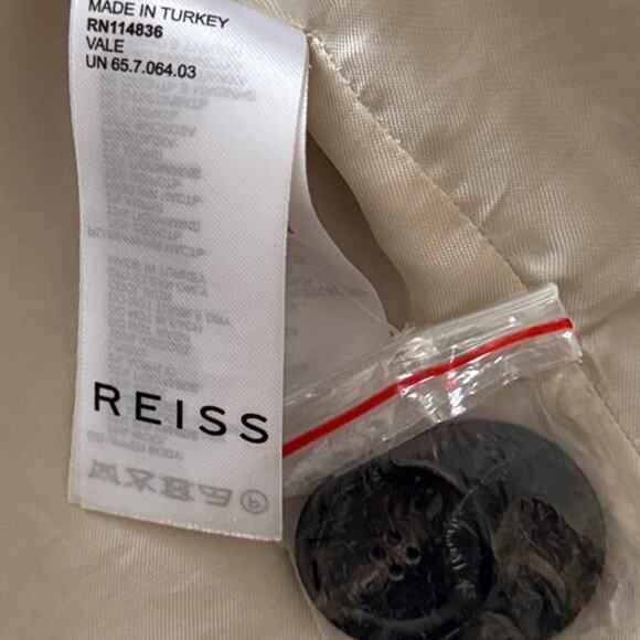 REISS Vale Color Block Wool Blend Cream Taupe Longline Coat 4 Light Academia - Picture 8 of 11